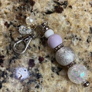 Elegant Silver and Purple Keychain Charm